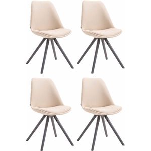 CLP Toulouse Set van 4 stoelen - Rond - Stof creme grijs