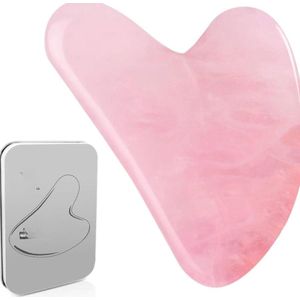 Gua Sha Massage Tool - Natuurlijke Jade Steen voor Gezichtsverzorging en Rimpelverlichting - Roze
