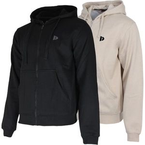 2-Pack Donnay - Sweatvest met capuchon (Bruce) - Sportvest - Heren - Black/Sand (598) - maat XL