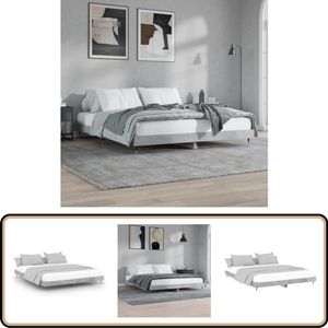vidaXL Bedframe - Hout en Metaal - Betongrijs - 200x200cm Beton Grijs Bed Frame - Tweepersoons Bed - Houten Bed Frame - Slaapcomfort - Duurzame Bed Frame