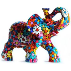 Barcino design barcelona mozaiek olifant in bloemdesign 30 cm