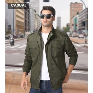 Casual Katoen Militaire Bomber Jas voor Heren - Winter Windjack met Multi Zakken