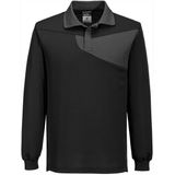 Portwest PW2 Katoen Comfort Poloshirt lange mouw PW218 - Zwart/Grijs - L