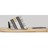 Superdry - Canvas Espadrille Overlay Slider - Beige - Linnen Canvas - Rubberen Zool