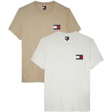 Tommy Jeans - Ess - T-shirt - Donkerbeige/Wit - 2 Pack