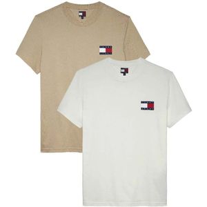 Tommy Jeans - Ess - T-shirt - Donkerbeige/Wit - 2 Pack