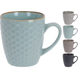 Set van 4x stuks luxe gekleurde stoneware bekers/koffiekopjes 300 ml