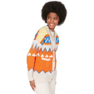 Trendyol Ecru Oversized Gebreide Cardigan Met Gedetailleerde Zakken