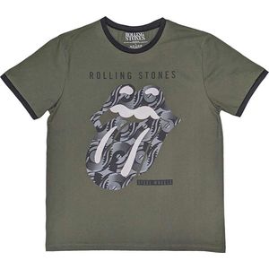 The Rolling Stones - Black & White Tongue Heren T-shirt - S - Groen