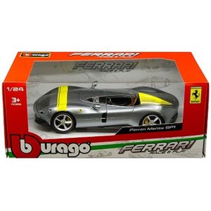 Ferrari Monza SP1 (Zilver) (22cm) 1/24 Bburago - Modelauto - Model auto - Schaalmodel - Miniatuurauto - Miniatuur voertuig