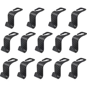 14 stuks autohoofdsteunhaken, universele rugleuninghaken, autostoel, hoofdsteun, opberghaak, voor verschillende modellen, reizen, auto-accessoires (koolzwart)