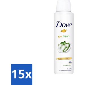15 x Dove Go Fresh - Deospray - Komkommer - 150 ml - Alcoholvrij - Verzorgende Deodorant - Antitranspirant