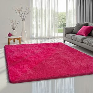 the carpet Soft Shaggy, pluizig hoogpolig tapijt, woonkamer, kinderkamer, antislip onderkant, knuffelzacht en superzacht, roze, 120 x 160 cm