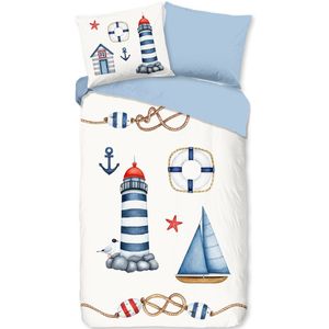 Pure Schip Ahoy Kinderdekbedovertrek Blauw