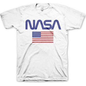 NASA Heren Tshirt -S- Old Glory Wit