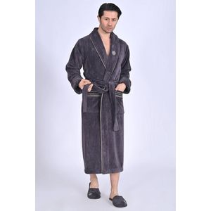 Heren Badjas Avi met pantoffels / Grijs kleur /maat XXL