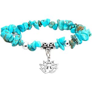 Edelstenen armband dames met levensboom en 7 chakra's - Helende stenen splinterarmband van rubber