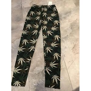 Marihuana Design Katoen Legging one size cannabis kleur groen