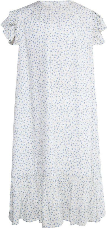 DreiMaster - Vintage Jurk - Blauw Groen Wit - 3/4 Lengte - Ronde Hals - Bloemenprint