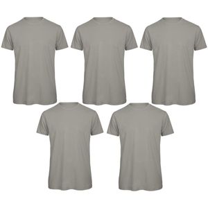 Senvi 5 pack T-Shirt -100% biologisch katoen - Kleur: Licht Grijs XL
