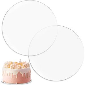 Transparante taartplateaus 20cm - Acrylschijf rond - Herbruikbare taartbasis - Taartplaten voor bruiloft en verjaardag .
