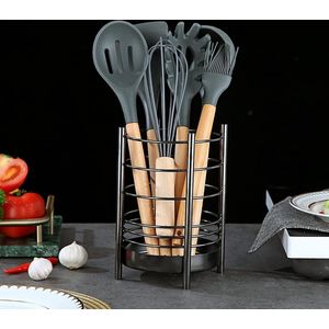 Roestvrijstalen Spatelpot - Duurzaam Keukenorganisatie Accessoire voor Keukenhulpmiddelen en Utensils - Ruime Countertop Organizer - Titanium Coating - Stijlvolle en Efficiënte Keukenopslag