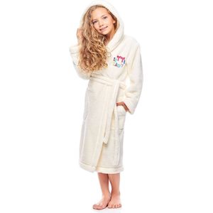 L&L Kinderen Badjas met Capuchon - Wasmachine bestendig - Polyester - LL-Ila - Ecru (LL-006) - 110-116