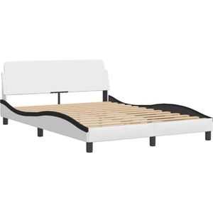 vidaXL-Bedframe-met-hoofdbord-kunstleer-zwart-en-wit-120x200-cm