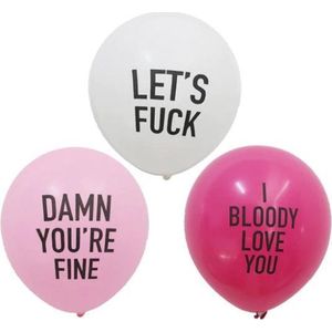 Grappige Beledigende Ballonnen voor vrijgezellenfeest Let's Fuck - Damn You're Fine -  I Bloody Love You | 12 stuks