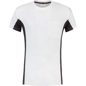 Tricorp T-Shirt Bicolor Borstzak 102002 Wit / Donkergrijs - Maat 5XL
