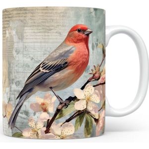 Mok met Grenen Kardinaal Beker voor koffie of tas voor thee, cadeau voor dierenliefhebbers, moeder, vader, collega, vriend, vriendin, kantoor