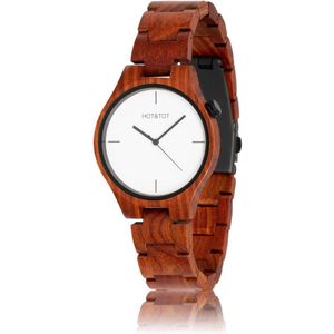 HOT&TOT | Sfinx - Houten horloge - 40mm - Sandelhout - Unisex - Wit - Rood