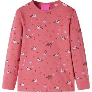 Kinderpyjama oudroze met eenhoorn print - Maat 128