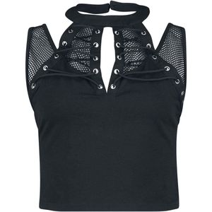 Banned Chalice Mesh And Laced Dames Top - zwart - L