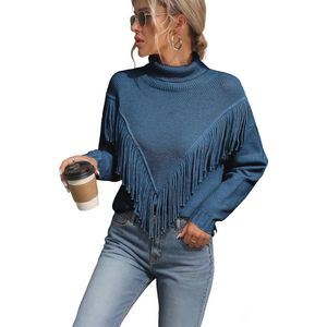 Lange coltrui dames met franjes en lange mouwen - warm en trendy