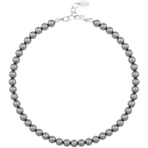 ARLIZI 1163 Parelketting - Dames - 925 Zilver - 44 cm - 8 mm - Grijs