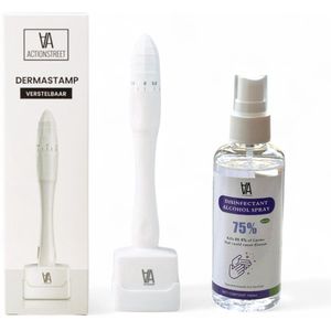 ActionStreet Dermastamp & Desinfectant Spray (100 ml) - Geschikt voor Microneedling - Alternatief voor Dermaroller & Dermapen - Verstelbaar van 0.3mm tot 3mm - 140 Naalden