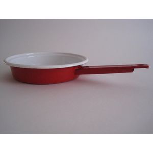 Emaille koekenpan - Ø 18 cm - rood gespikkeld