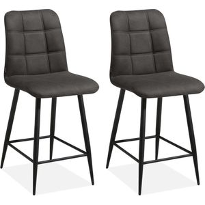 Barstoel Dex - Antraciet (set van 2 stoelen)