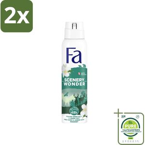 Fa - Deodorant Spray - Scenery Wonder - Houtachtig & Jasmijn - 48 uur Bescherming - 150 ml - Voordeelverpakking - 2 stuks - Deodorant - Fa