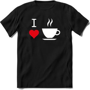I love koffie T-Shirt Heren / Dames - Perfect koffie ochtend Shirt cadeau - koffiebonen spreuken teksten en grappige zinnen Maat M