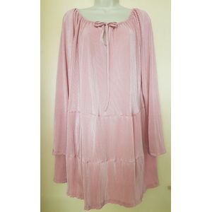 Dames tuniek ribbel met strikje oud roze One size 40 t/m 46/48