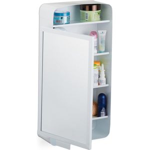 Relaxdays spiegelkast 1 deur - toiletkast - hangkast - badkamerkast met spiegel - wit