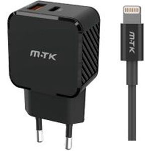 M.TK 35W Premium Oplader met lightening kabel geschickt voor iPhone X, 12, 13 en 14 | Charge adapter voor iphone | USB-C naar Lightening adapter 35W - Zwart