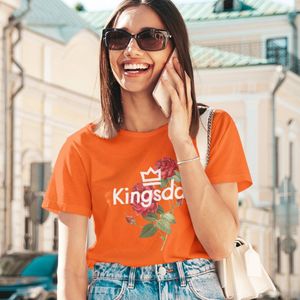 Oranje Koningsdag T-shirt - MAAT XS - Dames Pasvorm - Kingsday Rose