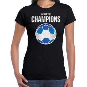 Griekenland EK/ WK supporter t-shirt we are the champions met Griekse voetbal zwart dames XL