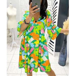 Exclusieve korte oversized jurk - groen - one size (38-42)