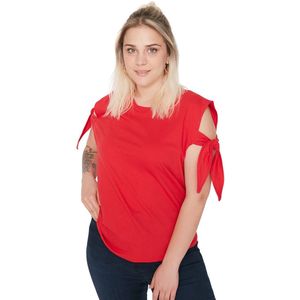 Trendyol Groen Gebreid T-Shirt Met Gestrikte Mouwdetail Tbbss22Bf0003