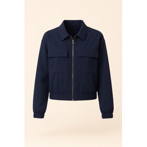 Ann Gissy Stretch Jasje met Rits en Zakjes – Marineblauw – Comfort Fit – Maten S t/m XXL