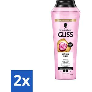 Gliss - Shampoo - Liquid Silk - Voor Glanzend en Zijdezacht Haar - 250 ml - Voordeelverpakking - 2 stuks